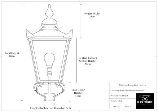 Technical Specifications of the Lamp Post Replacement Lantern