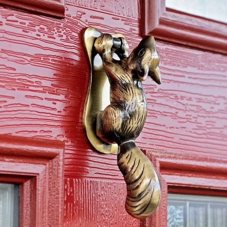 Peter Tandy Red Door Antique Brass Squirrel Door Knocker