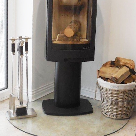 Contemporary companion set and wicker log basket